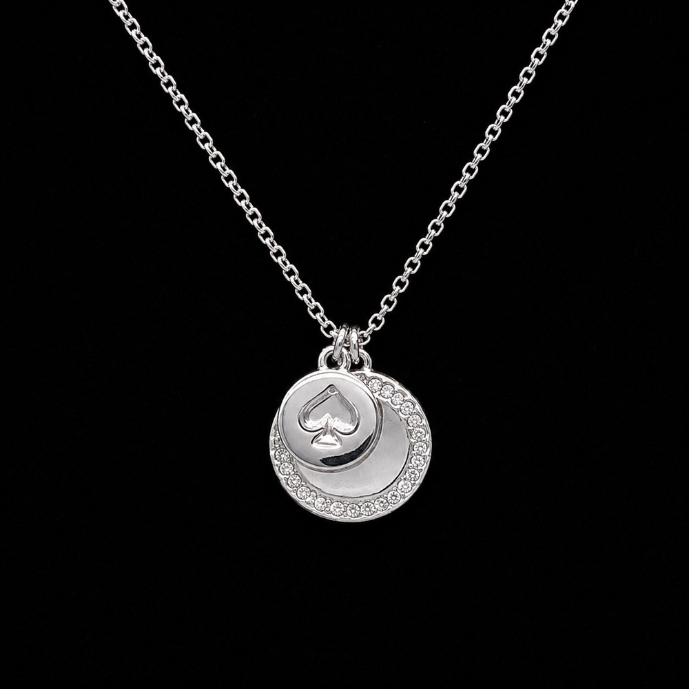 Kate Spade New York Spot The Spade Necklace Pave Crystal Silver Tone Pendant